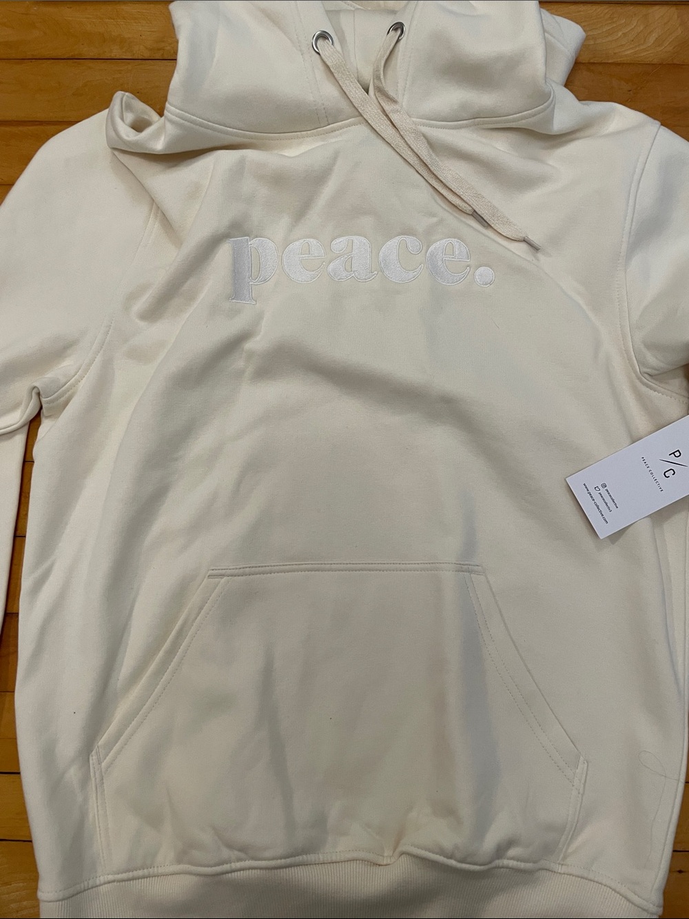 Peace Collective Embroidered Cream Hoodie